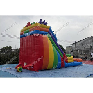 Commercial Building Block Giant Inflatable Water Slide With Inflatable Pool Playground Party For Kids And Adults