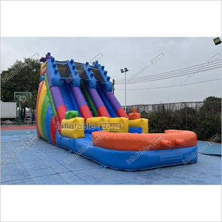 Commercial Building Block Giant Inflatable Water Slide With Inflatable Pool Playground Party For Kids And Adults