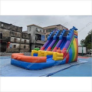 Commercial Building Block Giant Inflatable Water Slide With Inflatable Pool Playground Party For Kids And Adults