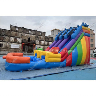 Commercial Building Block Giant Inflatable Water Slide With Inflatable Pool Playground Party For Kids And Adults