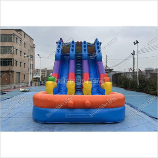 Commercial Building Block Giant Inflatable Water Slide With Inflatable Pool Playground Party For Kids And Adults