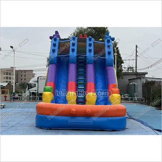 Commercial Building Block Giant Inflatable Water Slide With Inflatable Pool Playground Party For Kids And Adults