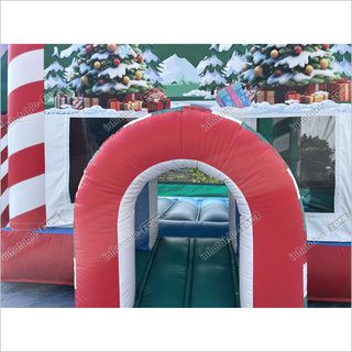 Candy Cane Christmas Tree Inflatable Bounce House With Water Slide Combo Game Bouncy Castle And Slide Hire