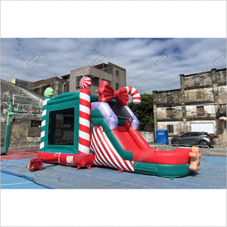 Candy Cane Christmas Tree Inflatable Bounce House With Water Slide Combo Game Bouncy Castle And Slide Hire