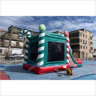 Candy Cane Christmas Tree Inflatable Bounce House With Water Slide Combo Game Bouncy Castle And Slide Hire