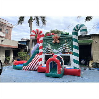 Candy Cane Christmas Tree Inflatable Bounce House With Water Slide Combo Game Bouncy Castle And Slide Hire