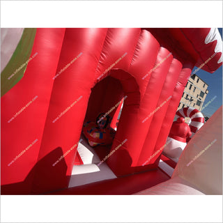 Christmas Candy Land Theme Inflatable Jumping Castle With Slide Commercial Inflatable Combo Bounce House Obstacle Course For Sale - Inflatable-Zone