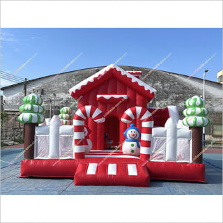 Christmas Candy Land Theme Inflatable Jumping Castle With Slide Commercial Inflatable Combo Bounce House Obstacle Course For Sale - Inflatable-Zone