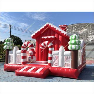 Christmas Candy Land Theme Inflatable Jumping Castle With Slide Commercial Inflatable Combo Bounce House Obstacle Course For Sale - Inflatable-Zone