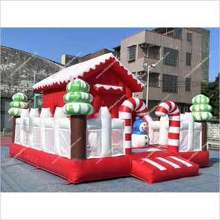 Christmas Candy Land Theme Inflatable Jumping Castle With Slide Commercial Inflatable Combo Bounce House Obstacle Course For Sale - Inflatable-Zone