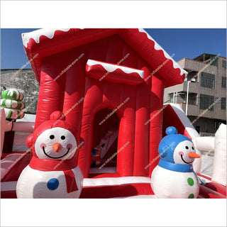 Christmas Candy Land Theme Inflatable Jumping Castle With Slide Commercial Inflatable Combo Bounce House Obstacle Course For Sale - Inflatable-Zone