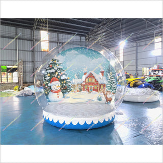 Christmas Tree Snow Globe Clear Inflatable Dome Tent Wedding Photo Booth Rental Snow Globes With Snowman - Inflatable-Zone