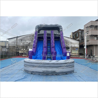 Commercial Double Water Slide Outdoor Playground Toys Purple Wave Inflatable Water Slide For Pool