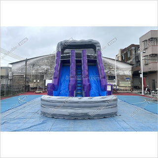 Commercial Double Water Slide Outdoor Playground Toys Purple Wave Inflatable Water Slide For Pool