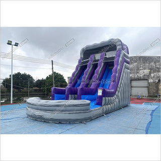 Commercial Double Water Slide Outdoor Playground Toys Purple Wave Inflatable Water Slide For Pool