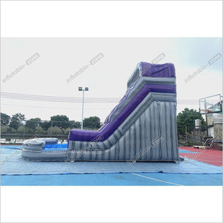 Commercial Double Water Slide Outdoor Playground Toys Purple Wave Inflatable Water Slide For Pool