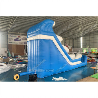 Blue Dolphin Wave Commercial Inflatable Slide Ocean Style Single Lane Slide Bouncy And Fun Party