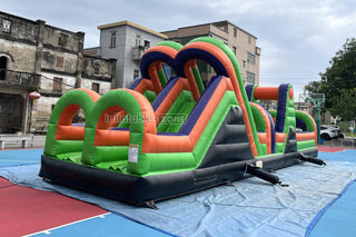 Commercial Obstacle Course Inflatable Interactive Games Obstacle Course Moon Bounce Outdoor Playground Slide