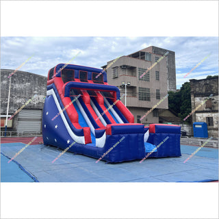 Cool Inflatable Water Slides Patriotic Themed Blow Up Water Slide And Pool Outdoor Rental For Parties