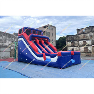 Cool Inflatable Water Slides Patriotic Themed Blow Up Water Slide And Pool Outdoor Rental For Parties