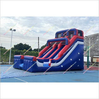 Cool Inflatable Water Slides Patriotic Themed Blow Up Water Slide And Pool Outdoor Rental For Parties