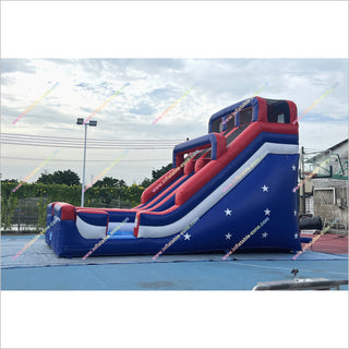 Cool Inflatable Water Slides Patriotic Themed Blow Up Water Slide And Pool Outdoor Rental For Parties