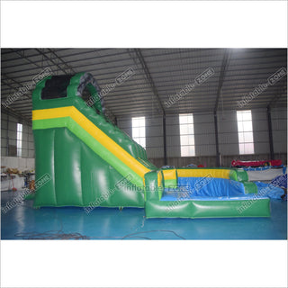 Green Marble Wave Curve Inflatable Water Slide Large Inflatable Water Park Theme With Dual Lane Water Slide