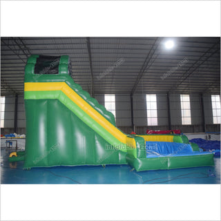 Green Marble Wave Curve Inflatable Water Slide Large Inflatable Water Park Theme With Dual Lane Water Slide