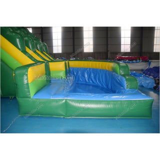 Green Marble Wave Curve Inflatable Water Slide Large Inflatable Water Park Theme With Dual Lane Water Slide