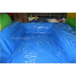 Green Marble Wave Curve Inflatable Water Slide Large Inflatable Water Park Theme With Dual Lane Water Slide