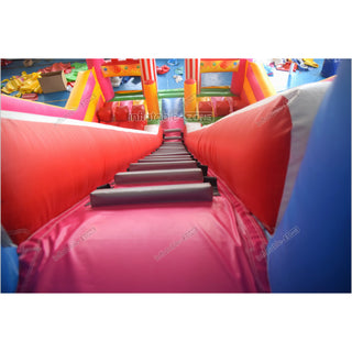 Colorful Double Slide Inflatable Bouncer Blow Up Jumper Crazy Ferris Wheel Inflatable Bouncy Castle Slide