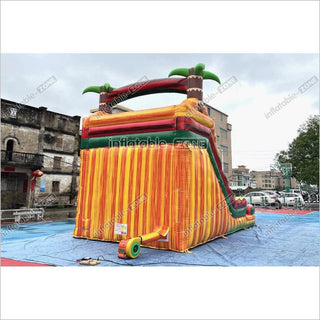 Tropical Wave Double Splash Water Slide Inflatable Jumpers Commercial Swimming Pool With Slide Inflatable For Playground