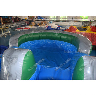 Extra Long Blue Double Splash Water Slide Inflatable Big Jumping Castle Palm Tree Slip And Slide With Pool