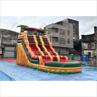 Tropical Wave Double Splash Water Slide Inflatable Jumpers Commercial Swimming Pool With Slide Inflatable For Playground