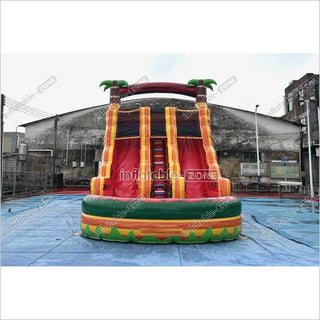 Tropical Wave Double Splash Water Slide Inflatable Jumpers Commercial Swimming Pool With Slide Inflatable For Playground