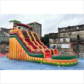 Tropical Wave Double Splash Water Slide Inflatable Jumpers Commercial Swimming Pool With Slide Inflatable For Playground