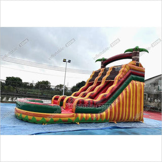 Tropical Wave Double Splash Water Slide Inflatable Jumpers Commercial Swimming Pool With Slide Inflatable For Playground