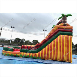 Tropical Wave Double Splash Water Slide Inflatable Jumpers Commercial Swimming Pool With Slide Inflatable For Playground