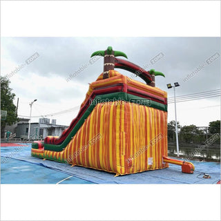 Tropical Wave Double Splash Water Slide Inflatable Jumpers Commercial Swimming Pool With Slide Inflatable For Playground