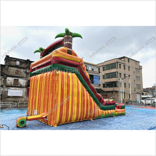 Tropical Wave Double Splash Water Slide Inflatable Jumpers Commercial Swimming Pool With Slide Inflatable For Playground