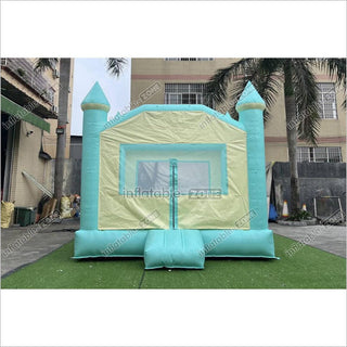 Fun Green Bouncy Castle With Small Slide Best Outdoor Inflatable Bounce House For Backyard Party Equipment