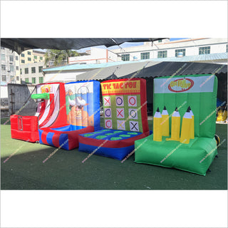 Fun Outdoor Activities 4 In 1 Inflatable Commercial Carnival Theme Party Interactive Games For Groups