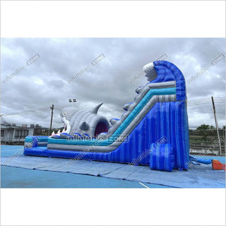 Commercial Grade Inflatable Water Slide Giant Shark Blow Up Water Slide Inflatable Slide for Party Event