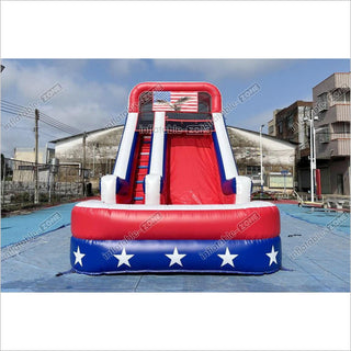 Americana Stars Giant Inflatable Water Slide Commercial Inflatable Pool Playground For Summer Party Events