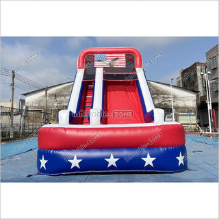 Americana Stars Giant Inflatable Water Slide Commercial Inflatable Pool Playground For Summer Party Events