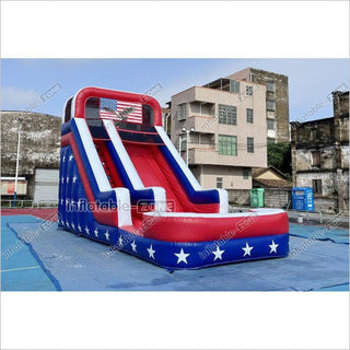 Americana Stars Giant Inflatable Water Slide Commercial Inflatable Pool Playground For Summer Party Events