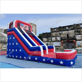 Americana Stars Giant Inflatable Water Slide Commercial Inflatable Pool Playground For Summer Party Events