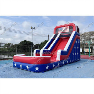 Americana Stars Giant Inflatable Water Slide Commercial Inflatable Pool Playground For Summer Party Events