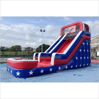 Americana Stars Giant Inflatable Water Slide Commercial Inflatable Pool Playground For Summer Party Events