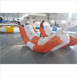 Inflatable water game seesaw orange color, inflatable seesaw for water game